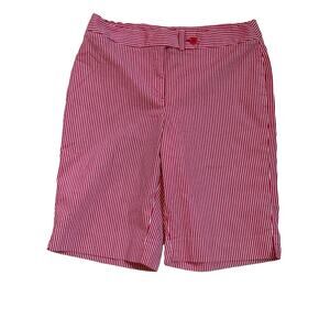 Jones New York Ladies Red & White Striped Bermuda Shorts Size 10